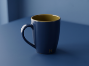 Dual-Tone Navy & Ochre Ceramic Coffee Mug