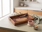 Hand-Carved Sheesham Wood Serving Tray with Brass Inlay – Floral Hosting Tray