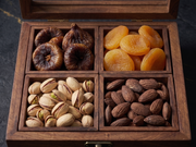 Handcrafted Sheesham Wood Storage Box with Glass Lid – 4-Compartment Organizer