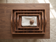Premium Handcrafted Sheesham Wood Nesting Tray Set – Set of 3 Trays with Handles