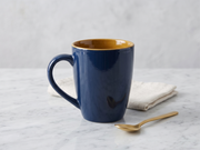 Dual-Tone Navy & Ochre Ceramic Coffee Mug