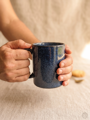 Indigo Reactive Glaze Cylindrical Coffee Mug