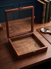 Handcrafted Sheesham Wood 9-Compartment Storage Box with Glass Lid & Removable Bowls