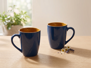 Dual-Tone Navy & Ochre Ceramic Coffee Mug