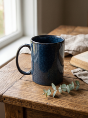Indigo Reactive Glaze Cylindrical Coffee Mug