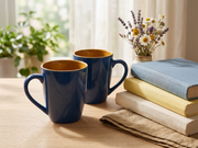 Dual-Tone Navy & Ochre Ceramic Coffee Mug