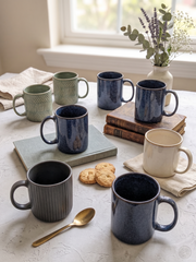 Indigo Reactive Glaze Cylindrical Coffee Mug