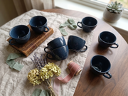 Midnight Indigo Mottled Ceramic Barista Cup