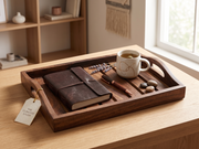 Premium Handcrafted Sheesham Wood Nesting Tray Set – Set of 3 Trays with Handles