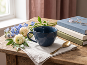 Midnight Indigo Mottled Ceramic Barista Cup