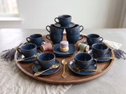 Midnight Indigo Mottled Ceramic Barista Cup