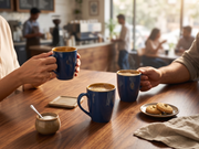 Dual-Tone Navy & Ochre Ceramic Coffee Mug