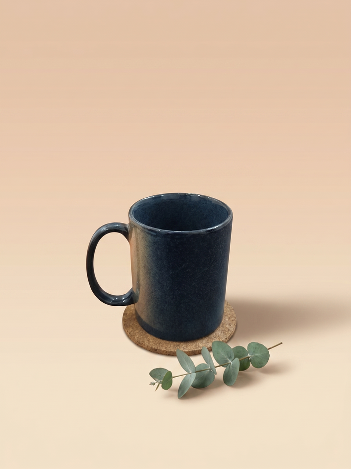 Indigo Reactive Glaze Cylindrical Coffee Mug
