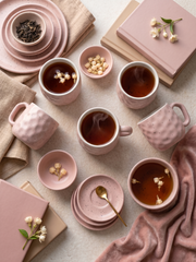 Dimpled Pink Ceramic Tea Cup