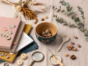 Jade Green & Ochre Geometric Ceramic Barista Cup