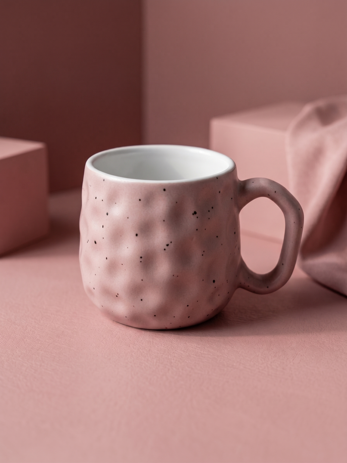 Dimpled Pink Ceramic Tea Cup