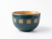 Jade Green & Ochre Geometric Ceramic Barista Cup