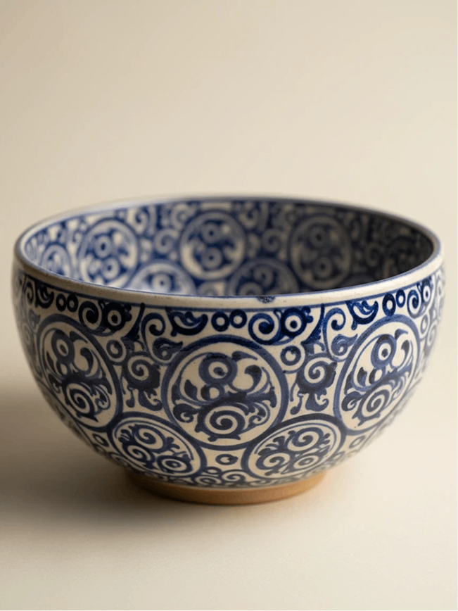 Blue pottery arrangement